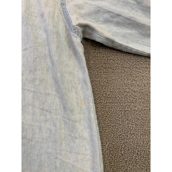 PCC Men's Vintage Denim Shirt Light Wash Button Down Long Sleeve - Picture 9 of 16